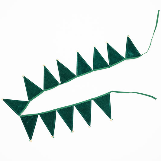 Green Velvet Banner with Jingle Bells
