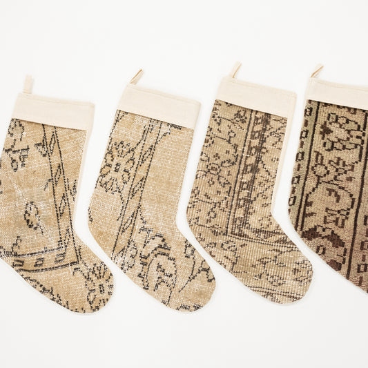Vintage Kilim Rug Christmas Stocking - Browns