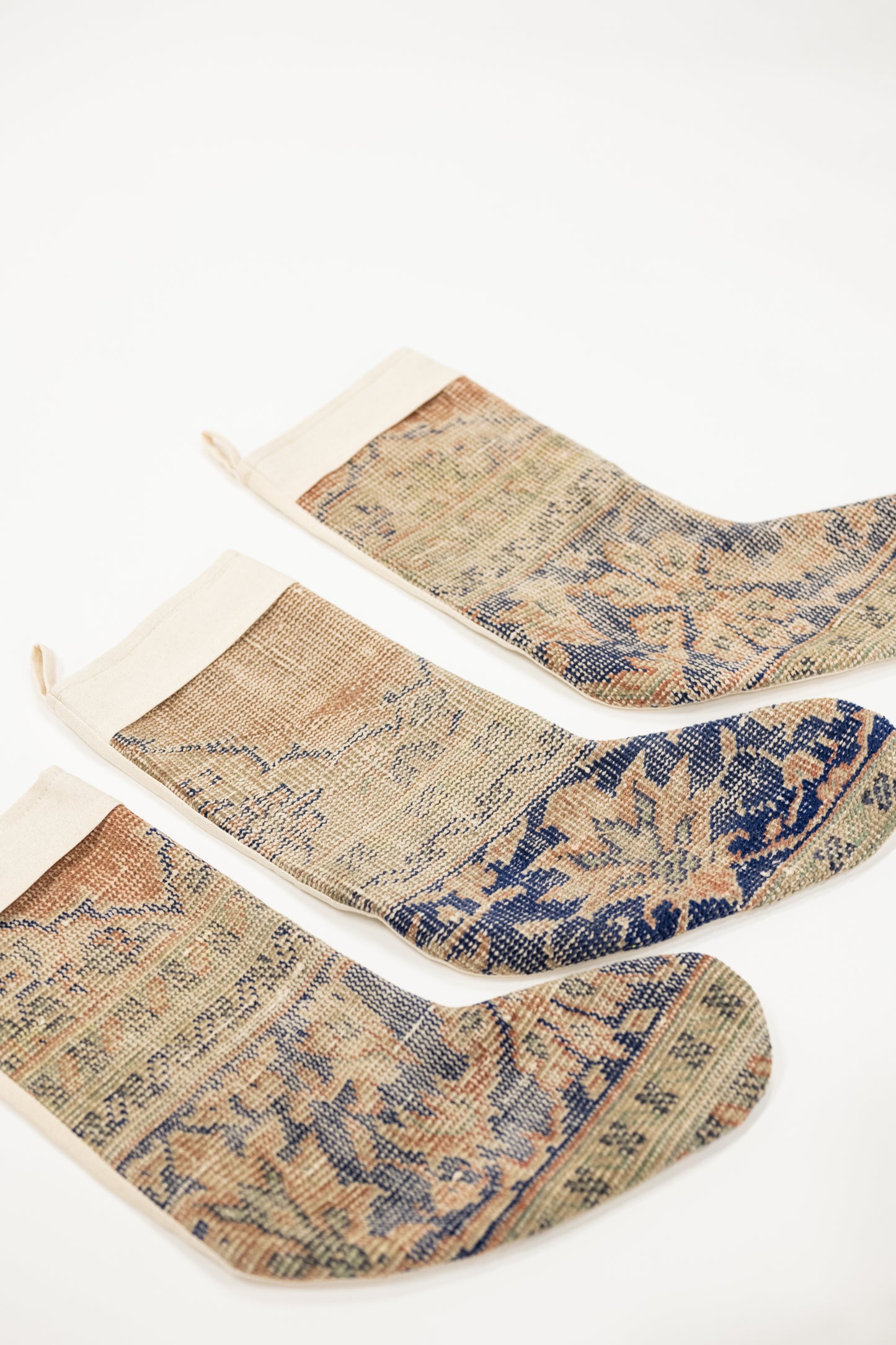 Vintage Kilim Rug Christmas Stocking - Blues