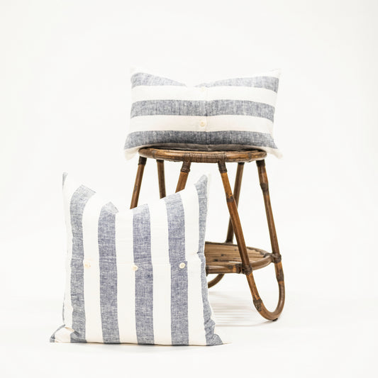 Indigo Blue Wide Stripe Pillow
