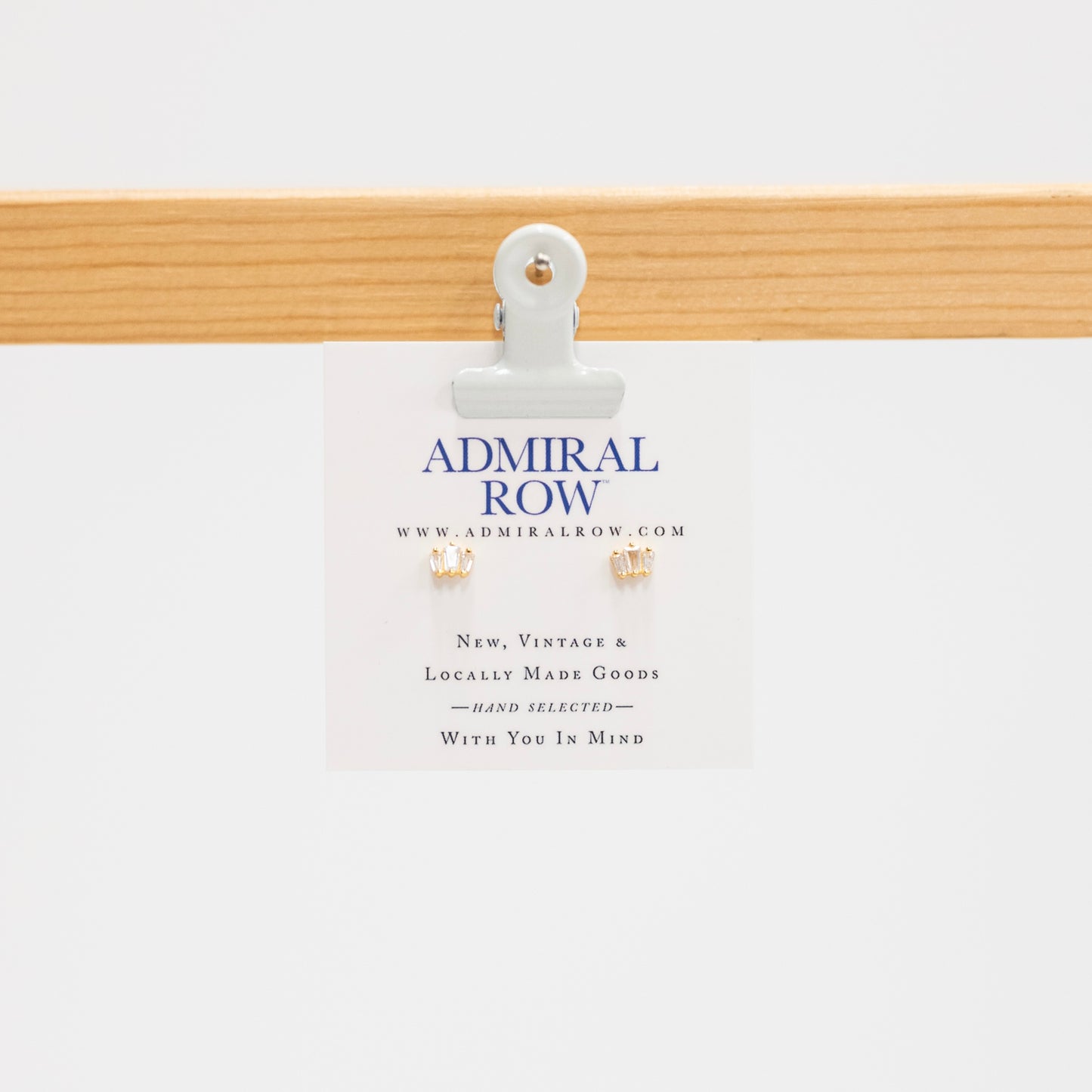 White Cubic Zirconia Triple Gem Stud