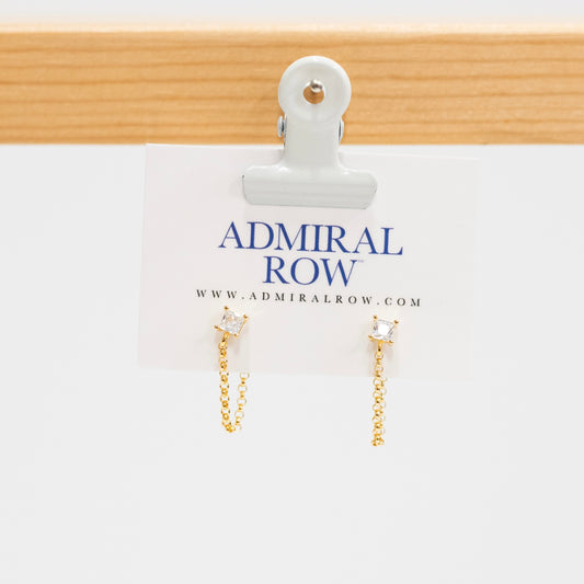 Cubic Zirconia and Chain Huggies