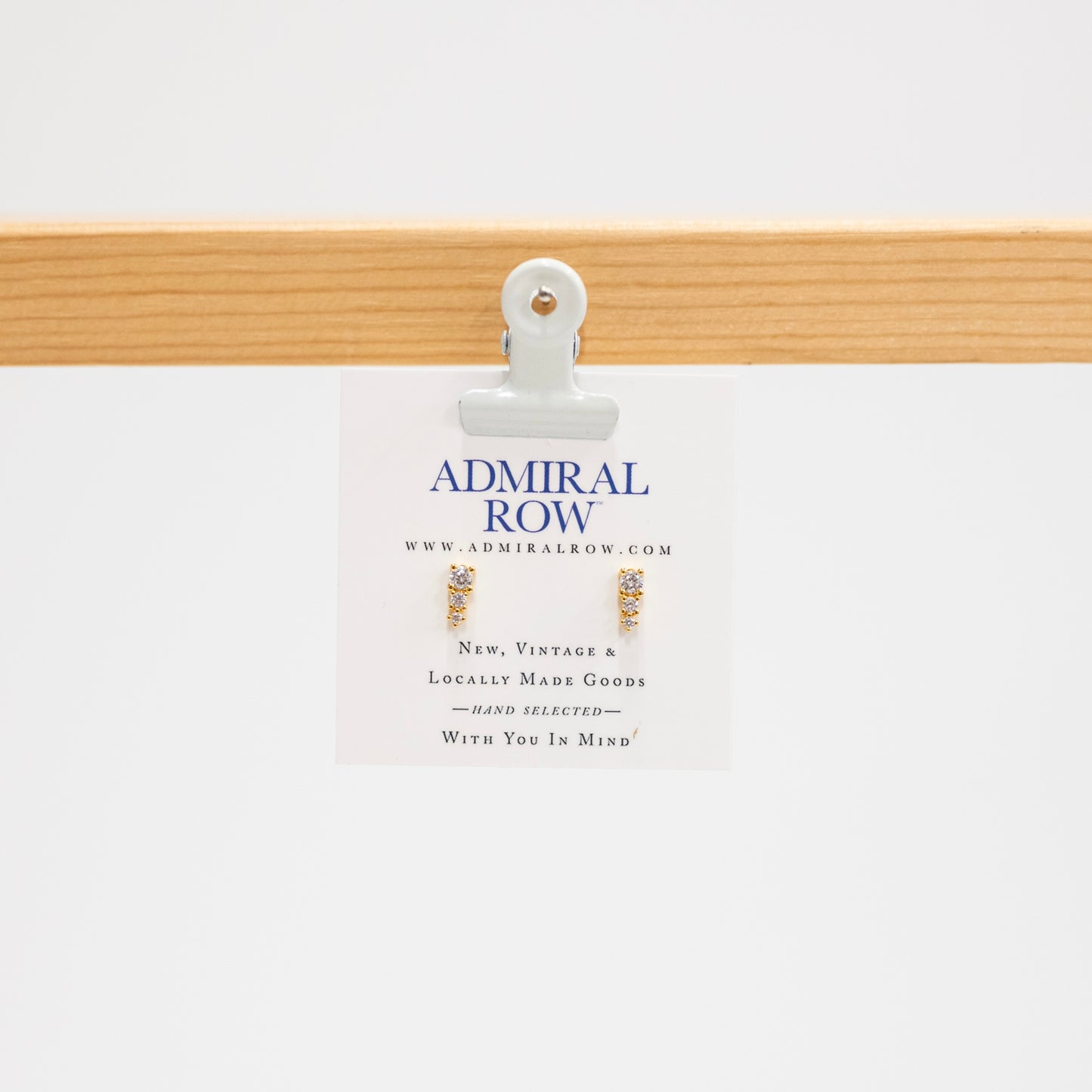 Cubic Zirconia Drop Stud Earring in Gold