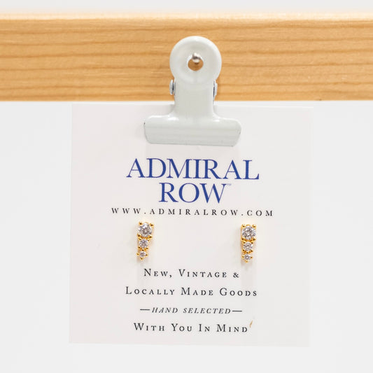 Cubic Zirconia Drop Stud Earring in Gold