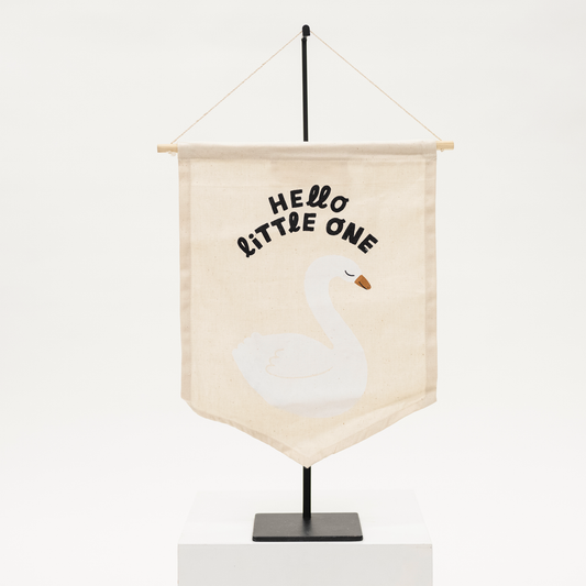 Hello Little One Swan - Canvas Wall Sign