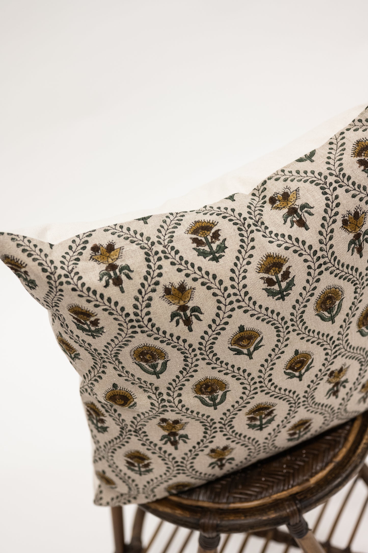 Mustard Floral Block Print Pillow - 20x20