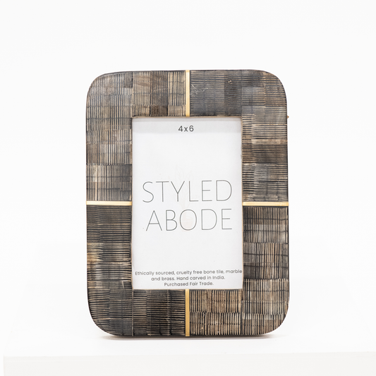 4x6 carved ridged picture from with dark tile and brass