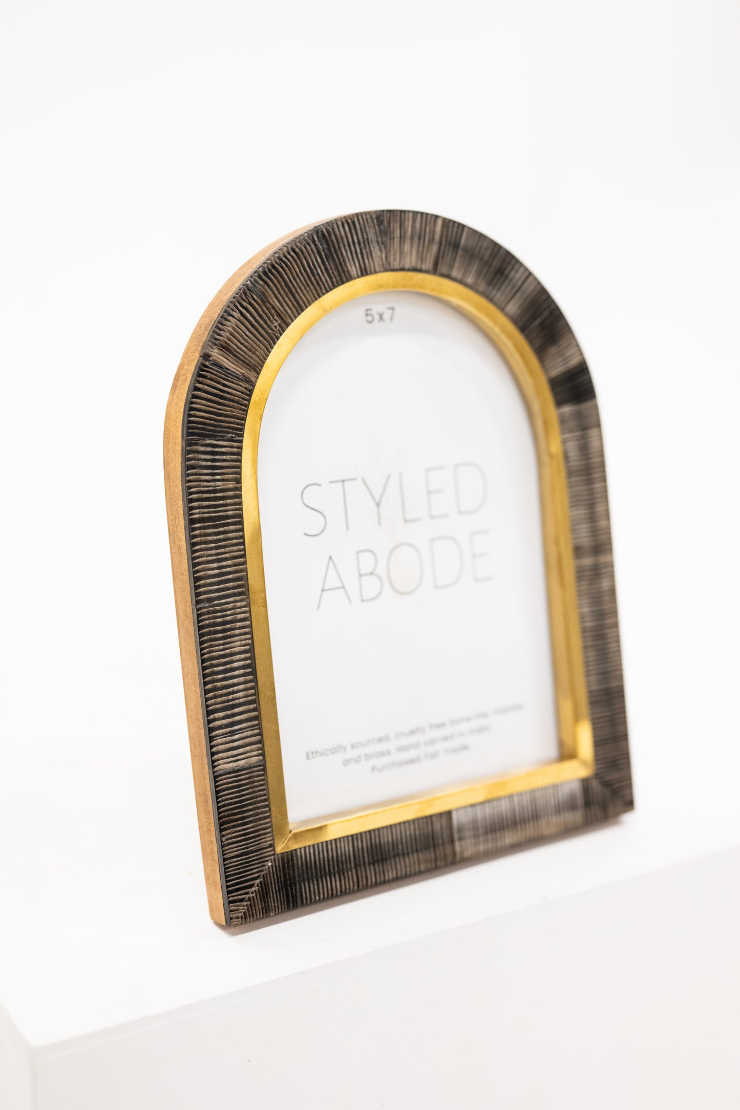 Arched Brown & Brass Picture Frame 5x7