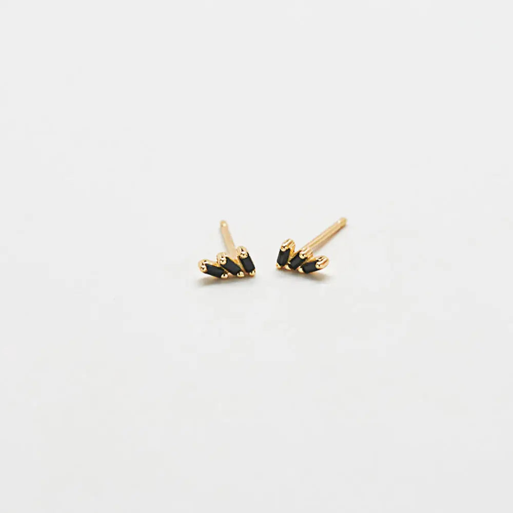 Triple Black Gem Stud Earring