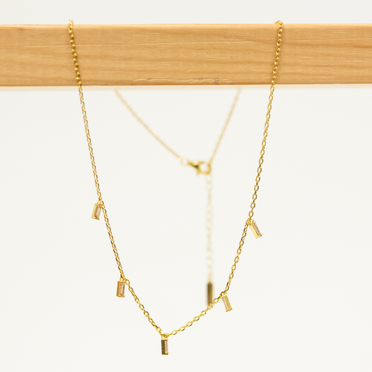 Baguette Drop Necklace: 18k Gold Plated necklace