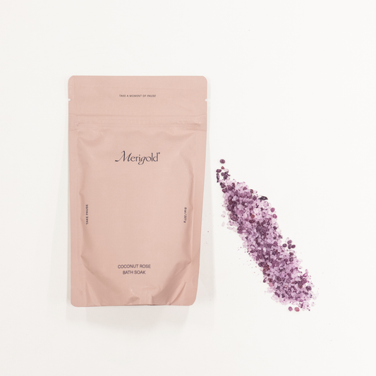 Coconut & Rose Bath Salt Soak for relaxing and hydrating baths