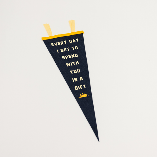Everyday I Spend With You Felt Pennant in Navy and Yellow