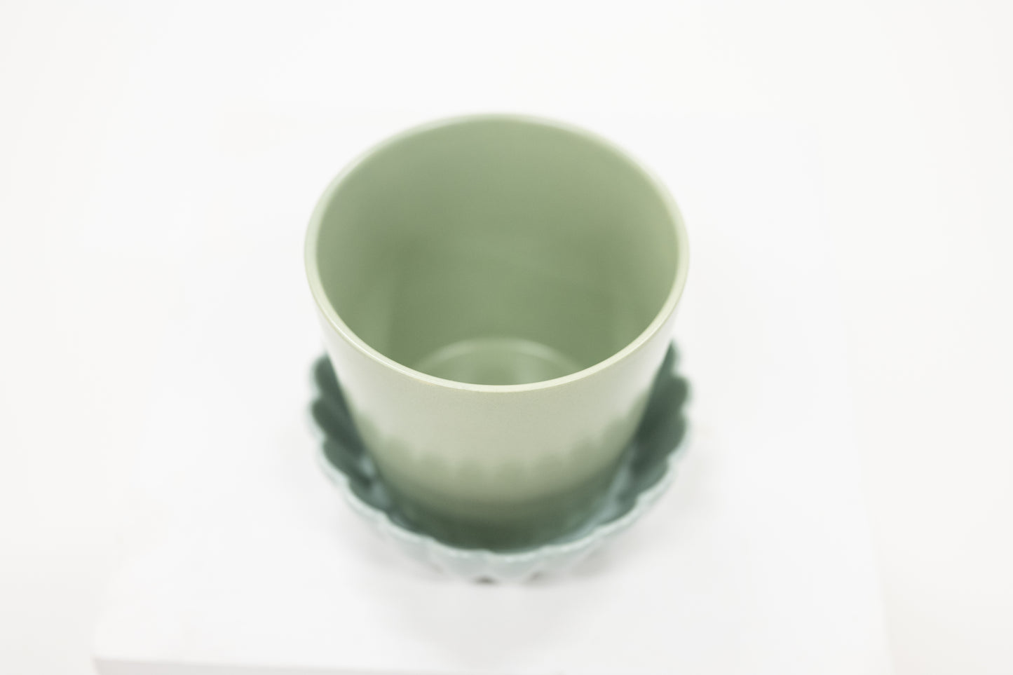 Mint Green Scalloped Pot