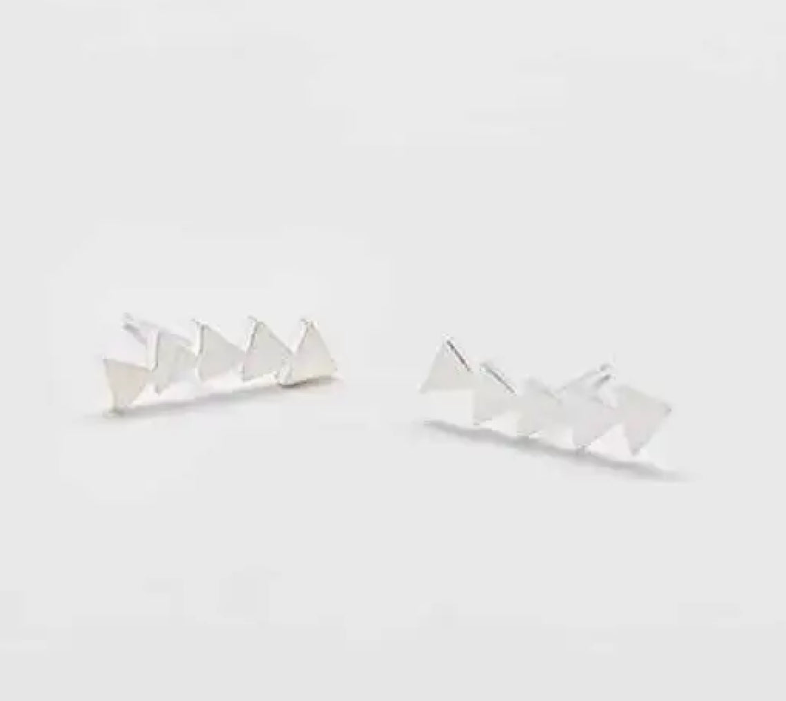 Triangle Ear Crawlers in Silver