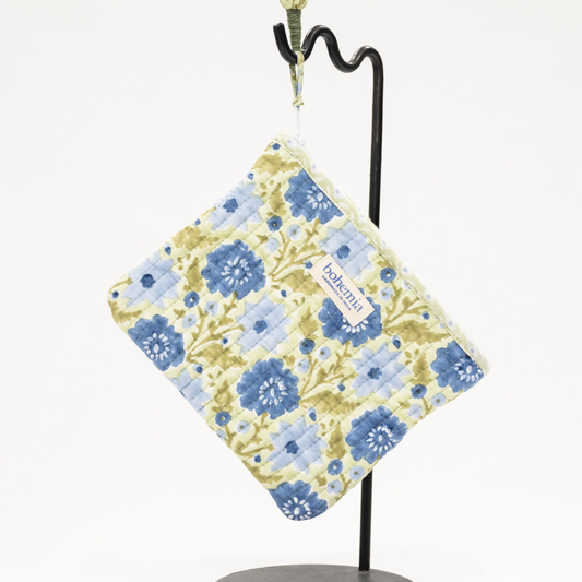 Quilted Zip Pouch Bag Sage