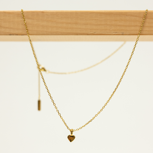 Mini Heart Pendant Necklace: 18k Gold Plated