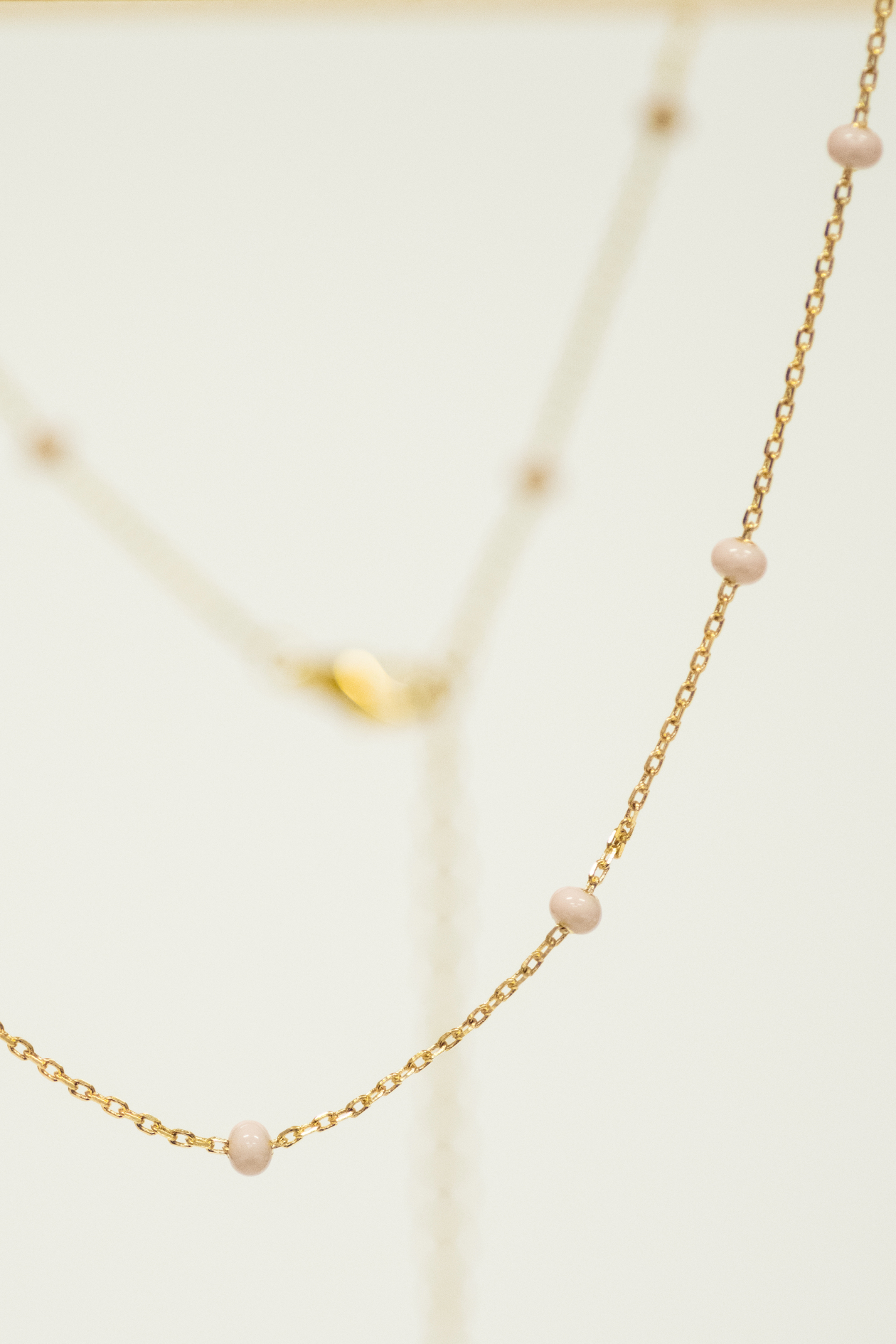 Pink Enamel Studded Necklace with 18k Gold Plated