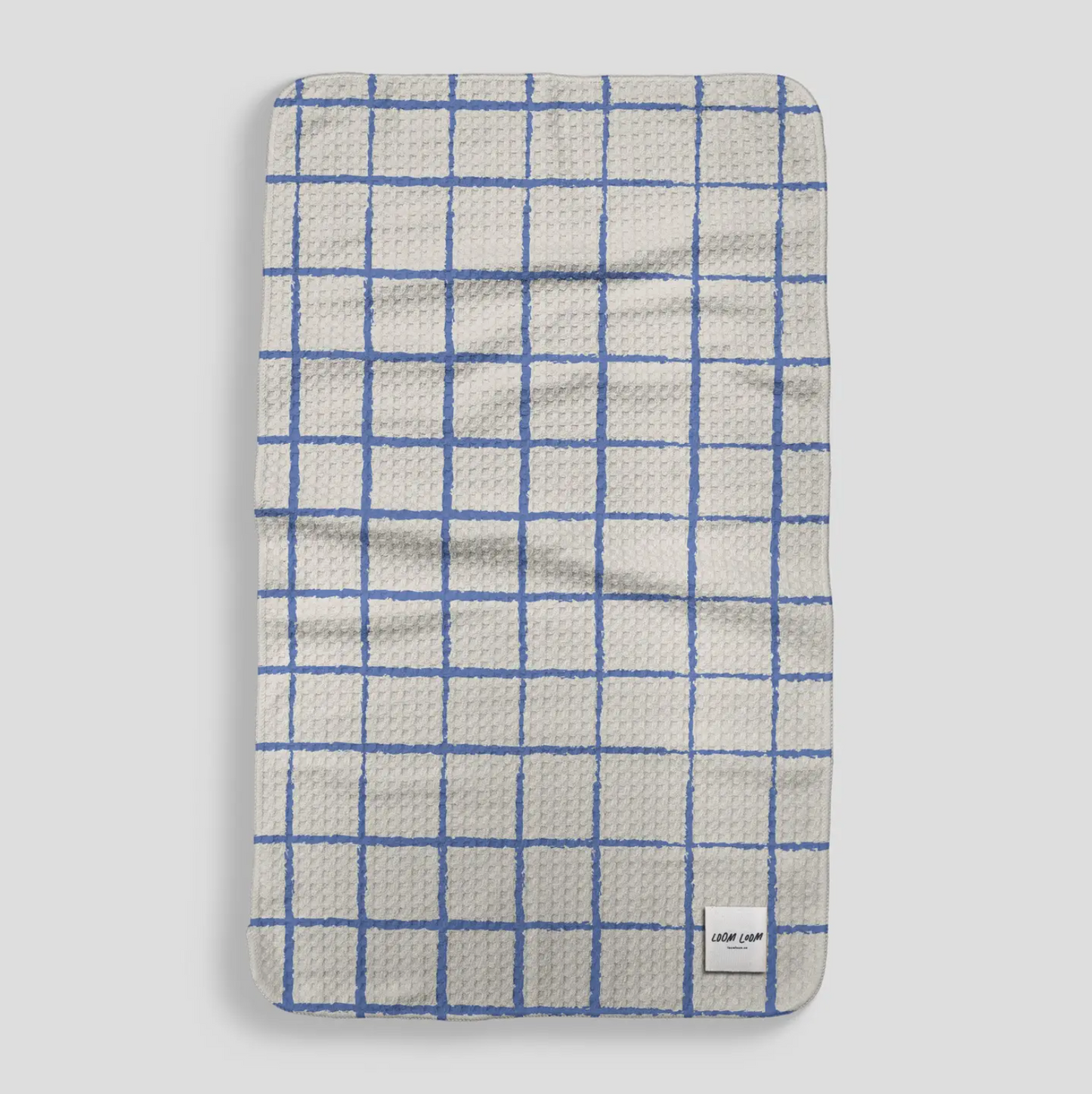 Gray with Blue Grid Microfiber Kitchen Towel