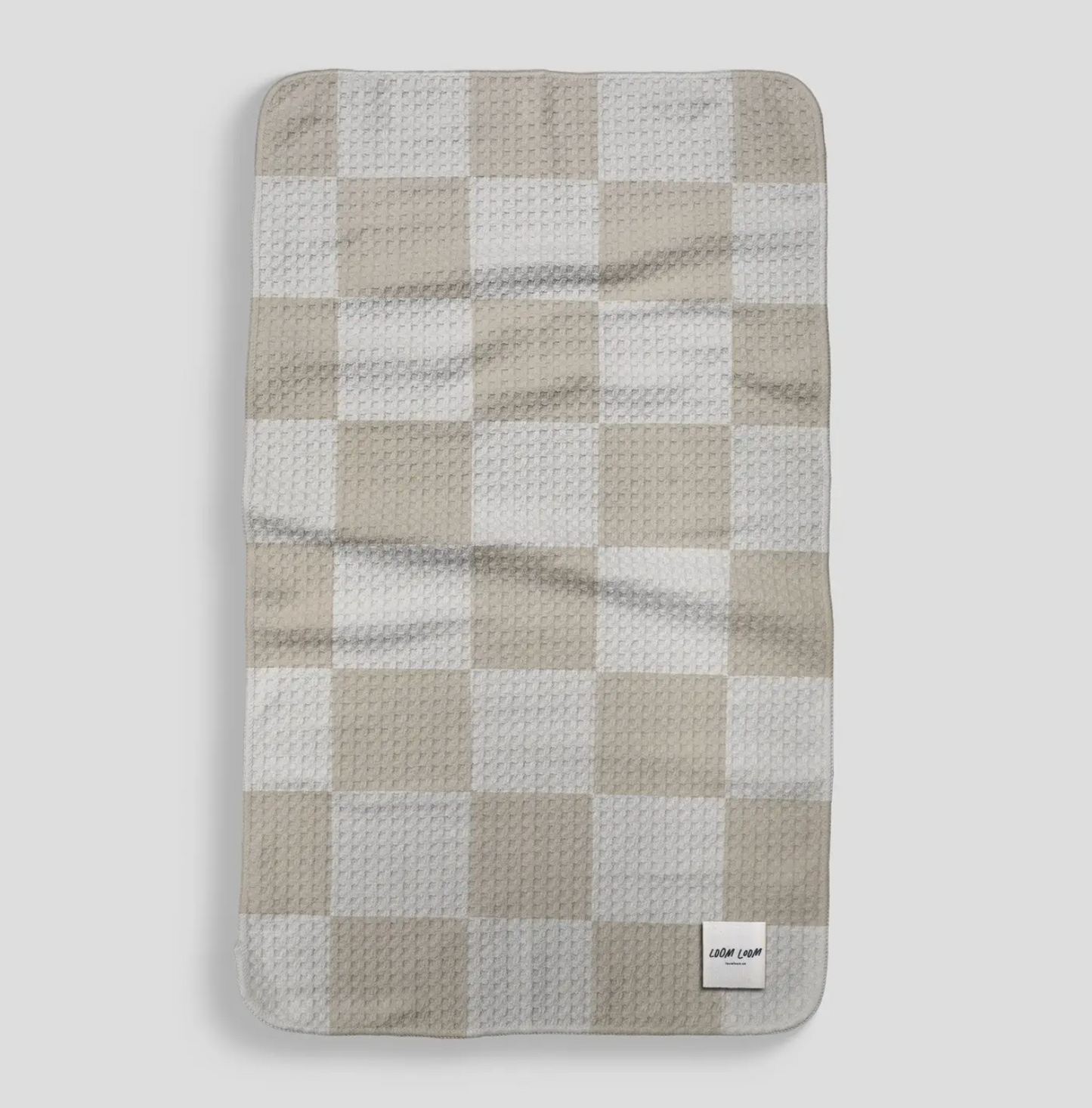 Tan & White Checkerboard Pattern Microfiber Kitchen Towel