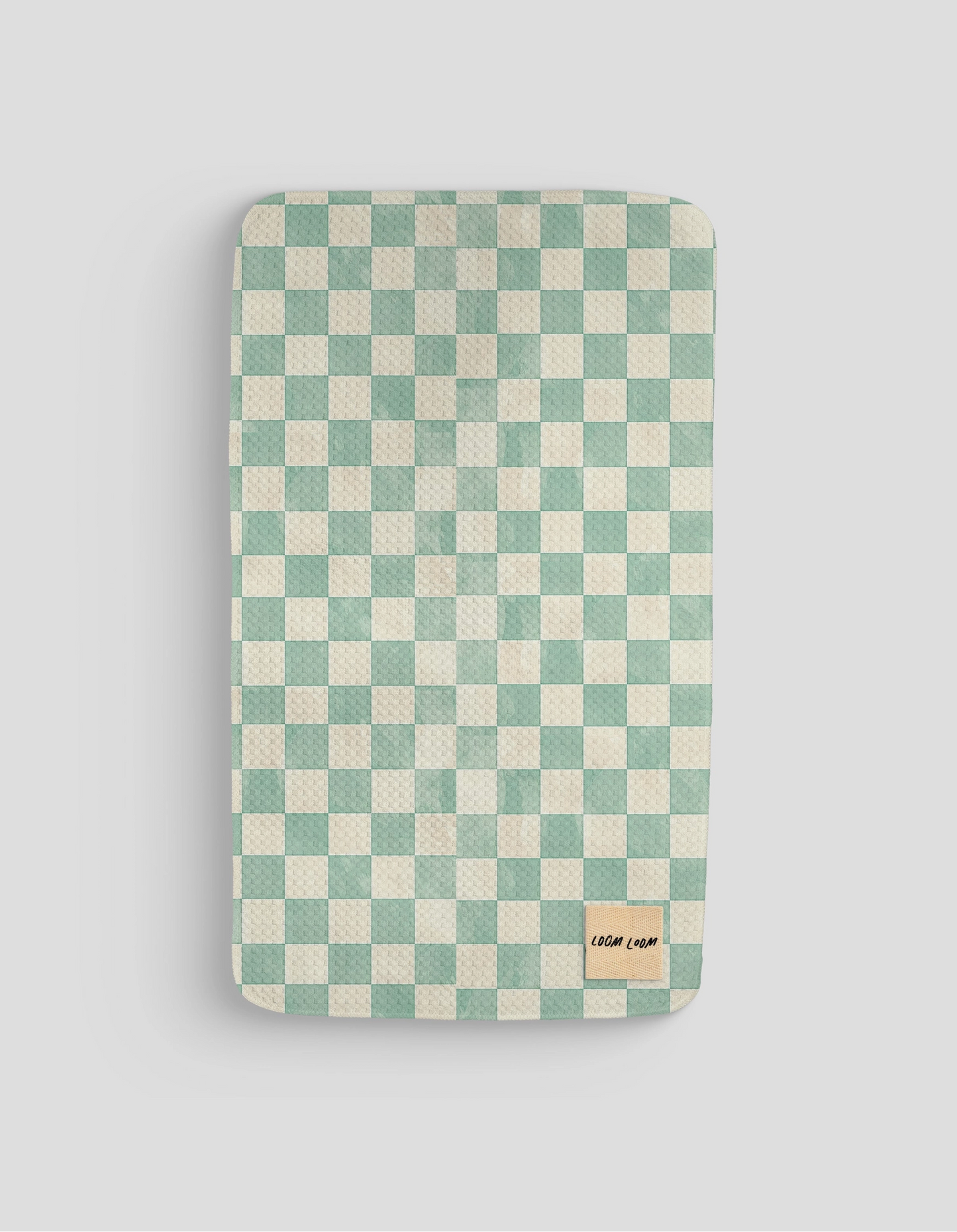 Seafoam Blue Checkerboard Microfiber Kitchen Towel