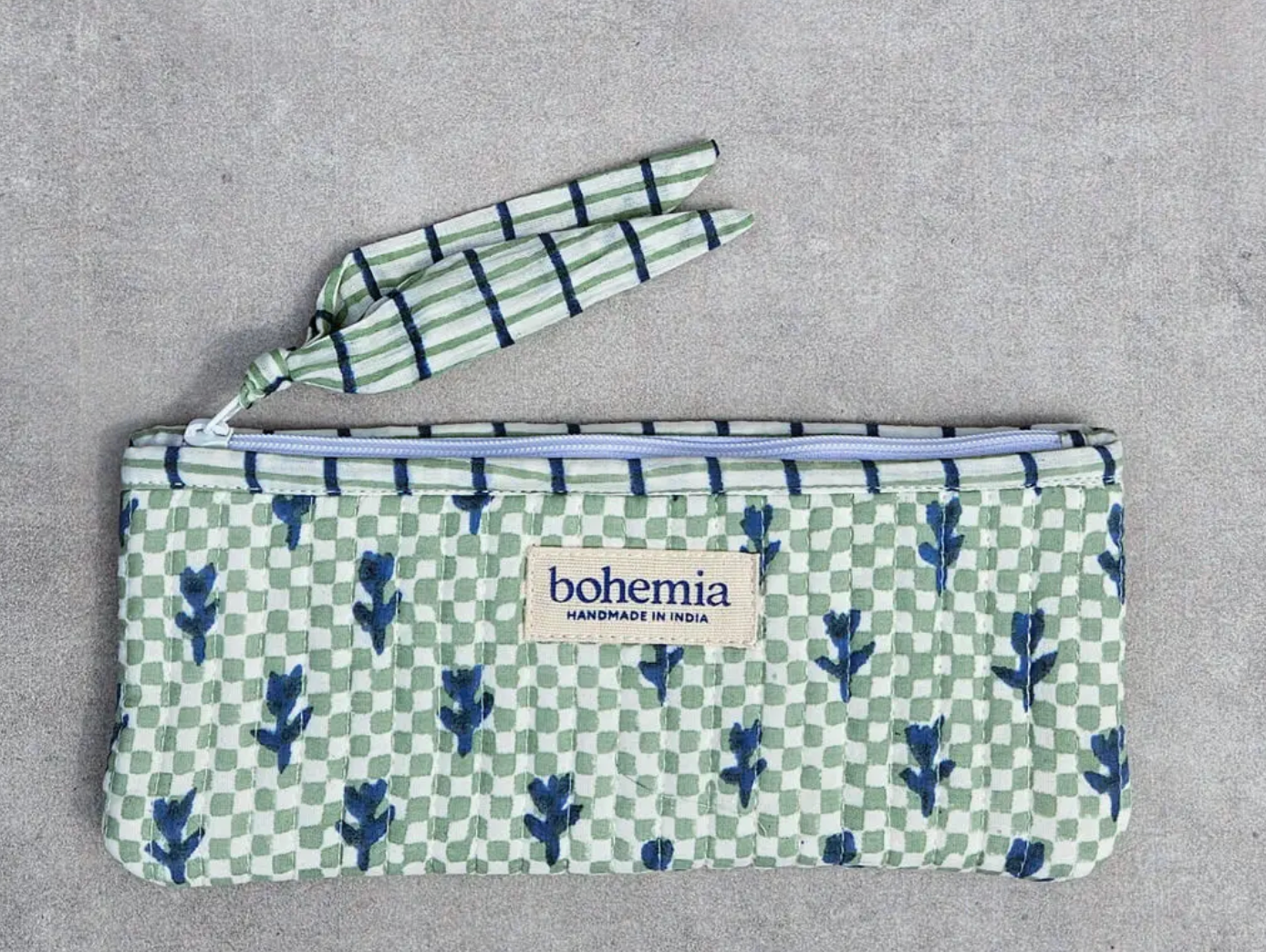 Blue Tulip Check Quilted Pencil Case
