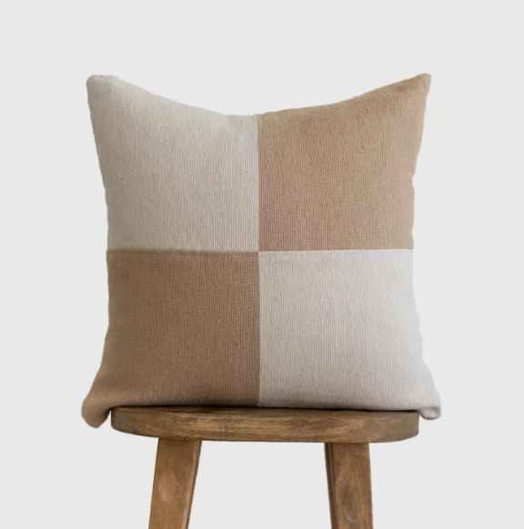 Cheque Throw Pillow 22" - Tan