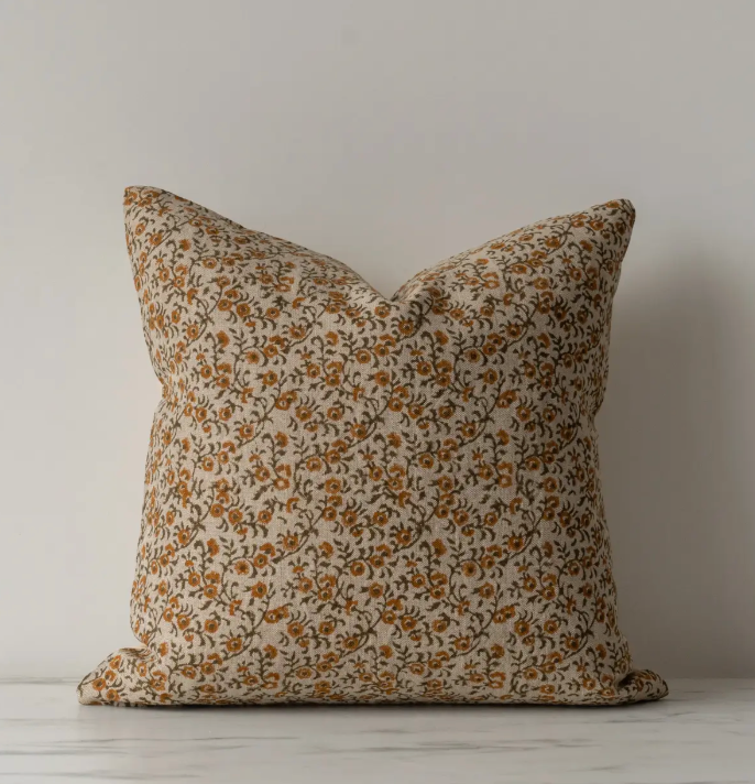 Mustard Mini Floral Print Pillow - 20x20