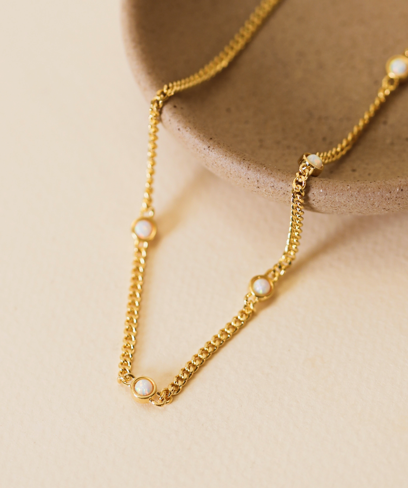 White Opal Necklace: 18k Gold Plated