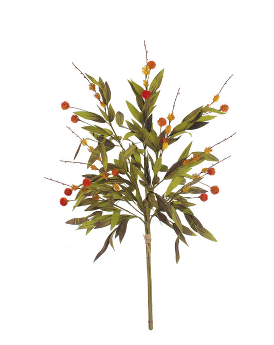 Orange and Green Leaf Faux Stem