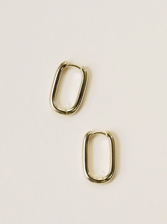 Gold Rectangle Hoop Earring