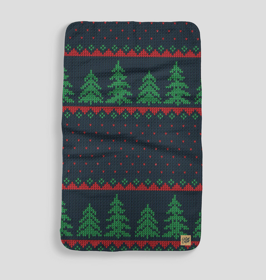 Navy Christmas Sweater Microfiber Kitchen Towel
