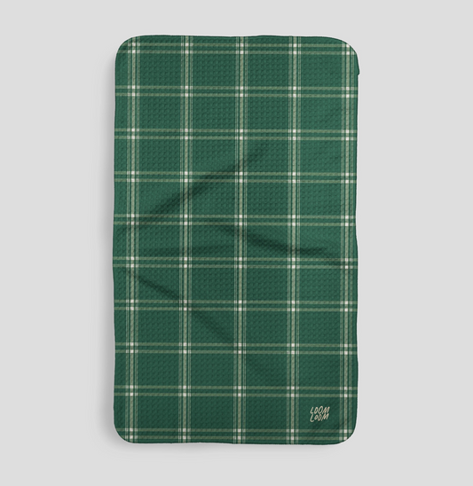 Green & White Plaid Microfiber Kitchen Towel