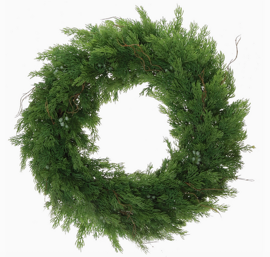 22" Juniper Winter Wreath: Lifelike Greenery
