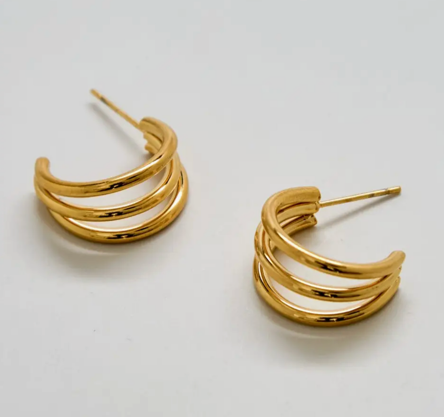 Triple Arch Hoop Earrings Gold
