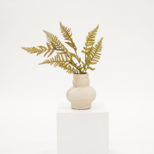 faux autumn fern stem with shades of greens, yellow and orange