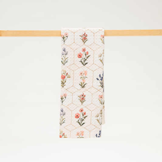 Beige Floral Microfiber Kitchen Towel