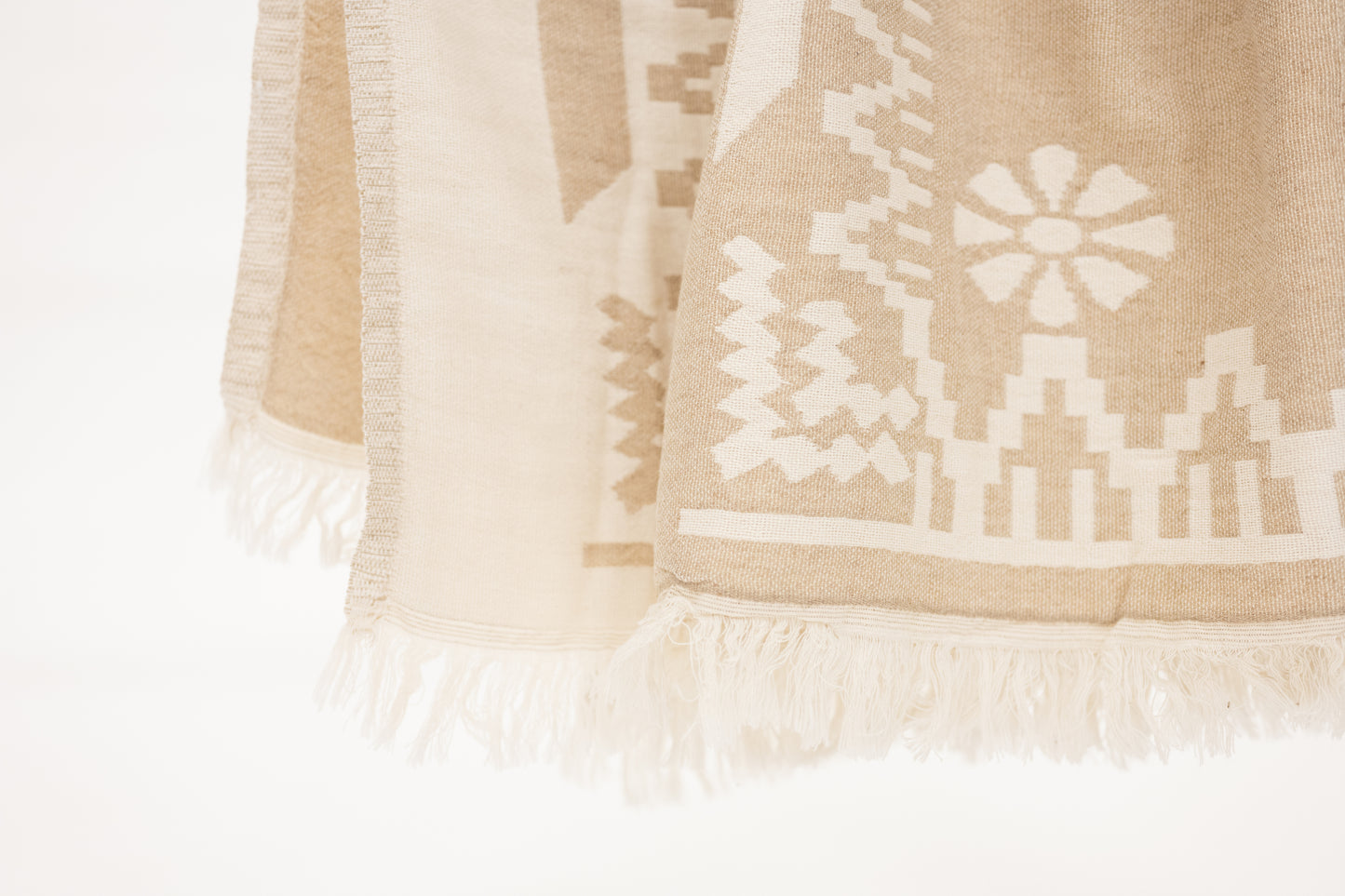 cream and beige turkish cotton soft throw blanket