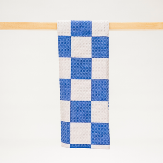 royal blue checkerboard microfiber dish towel