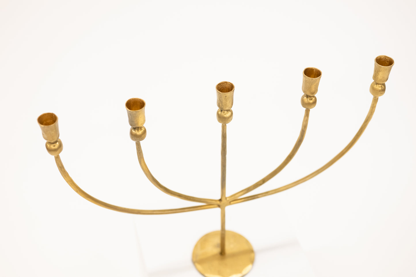curved arm candelabra with five arms in brass