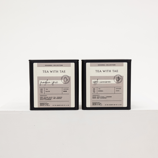 tin box containing 20 bags of herbal tea for fall