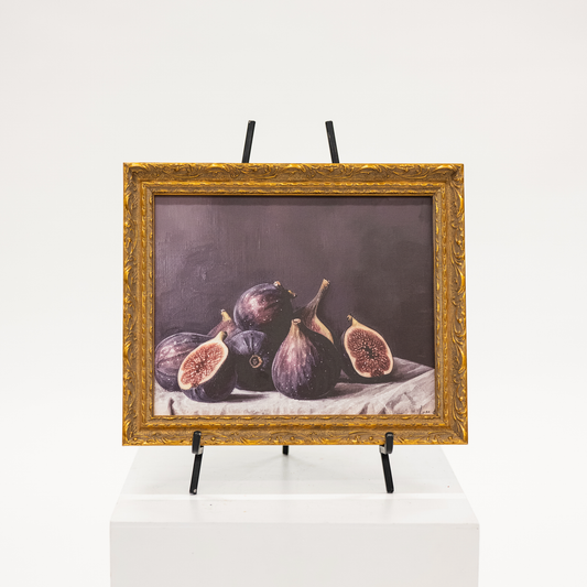 moody fig vintage painting framed in gold ornate frame