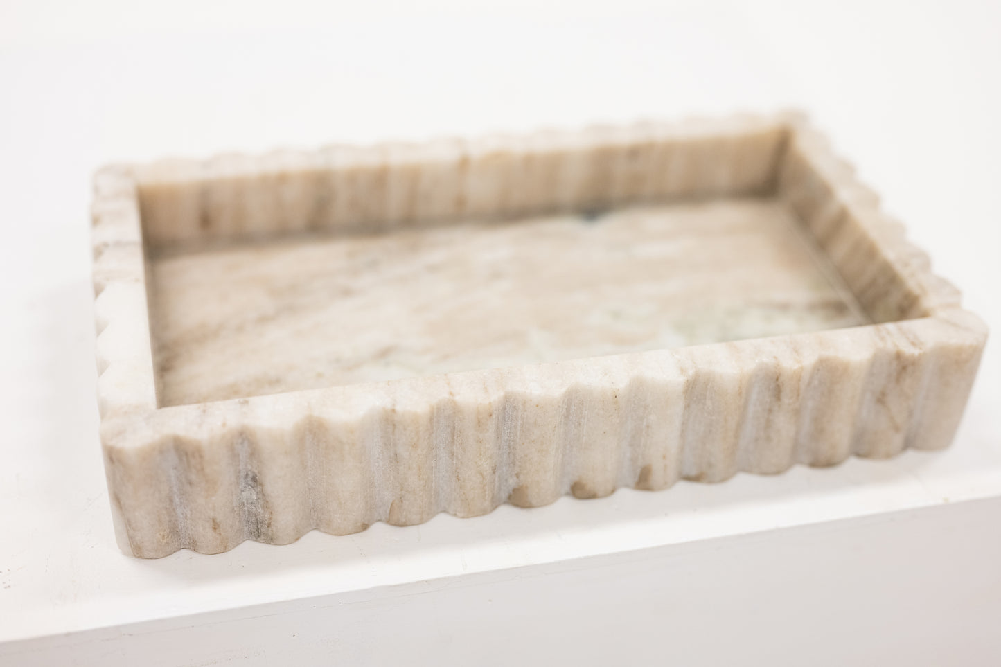 Fluted Beige Marble Tray