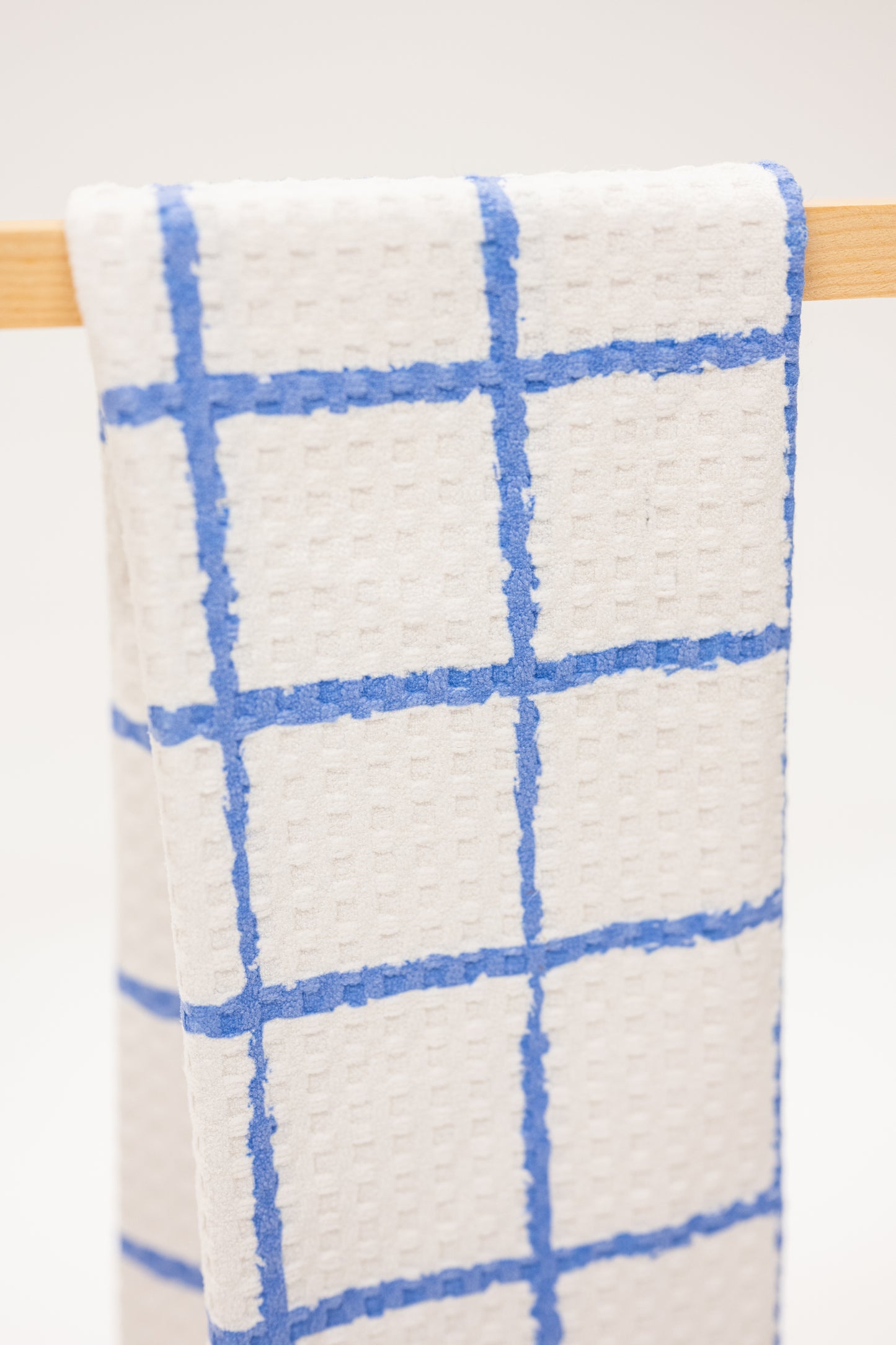 Gray with Blue Grid Microfiber Kitchen Towel