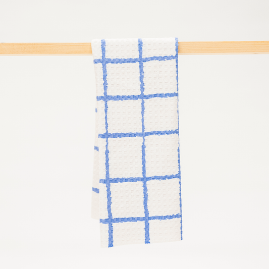 light gray blue grid microfiber kitchen dish towel