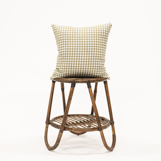 olive green colored gingham pattern square pillow