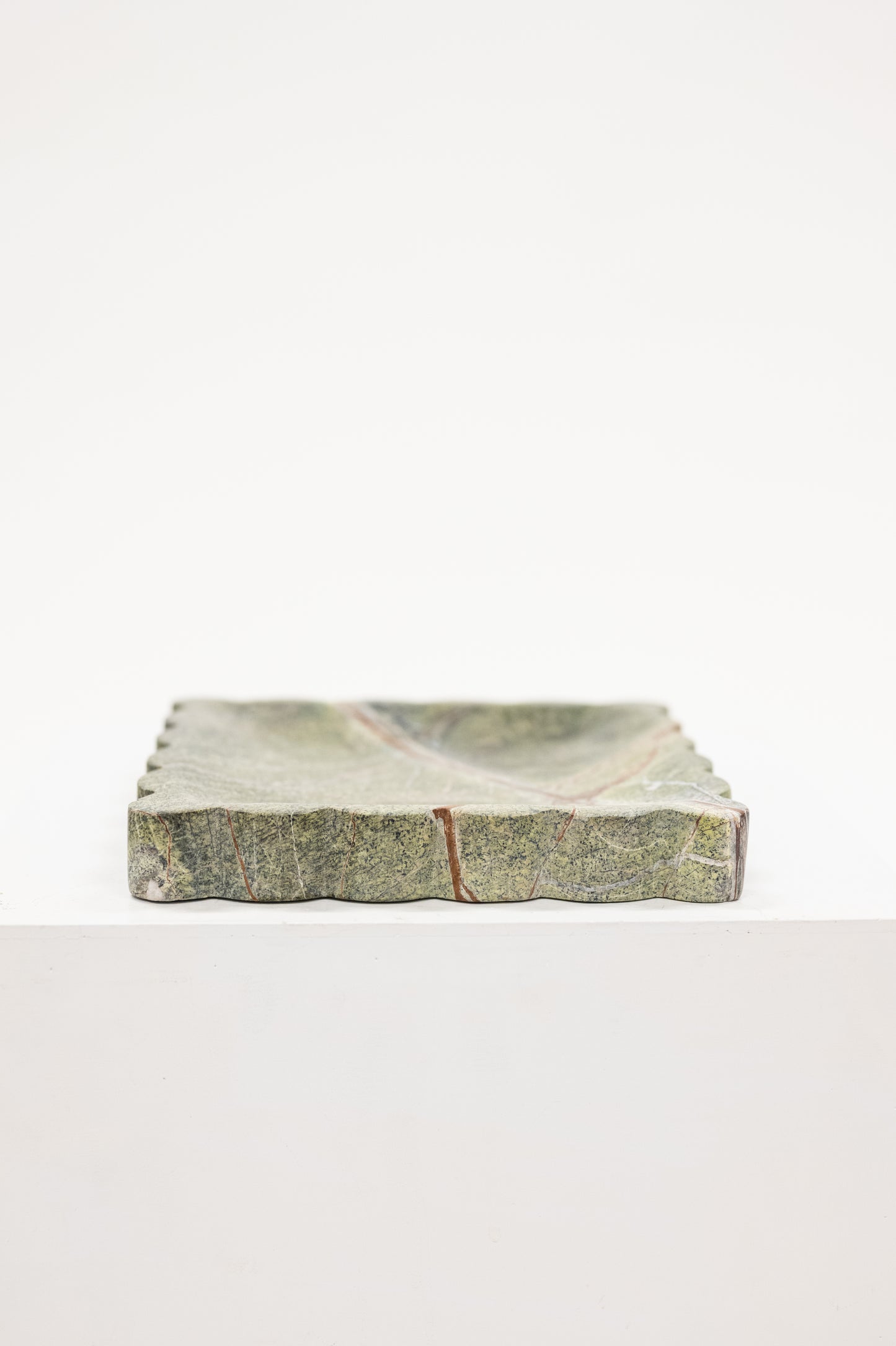 Scalloped Square Marble Tray - Green