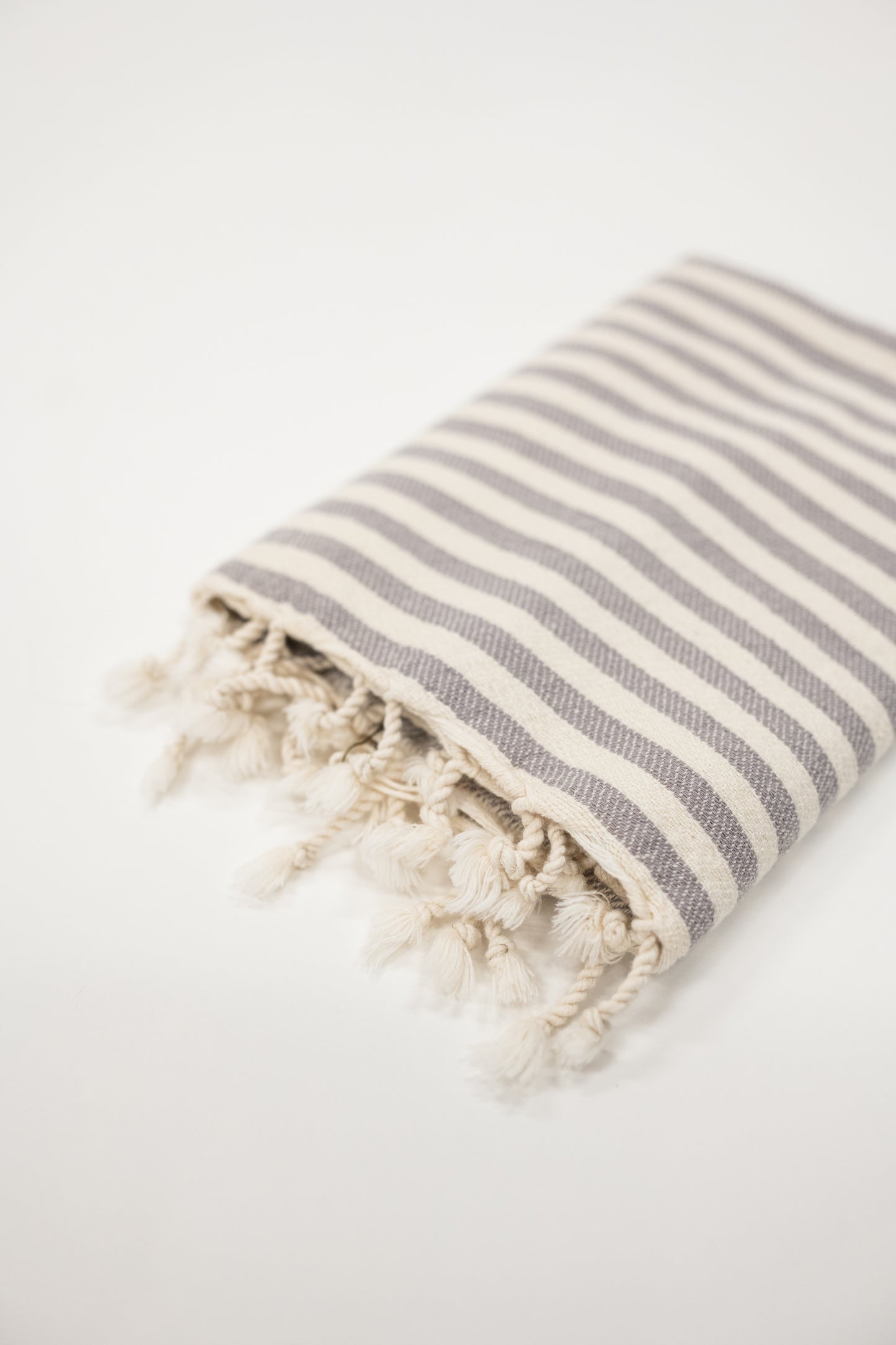 Grey Stripe Turkish Hand Towel