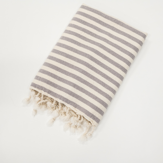 Grey Stripe Turkish Hand Towel
