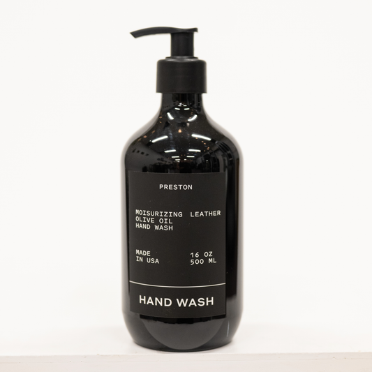 black bottle leather hand soap from preston