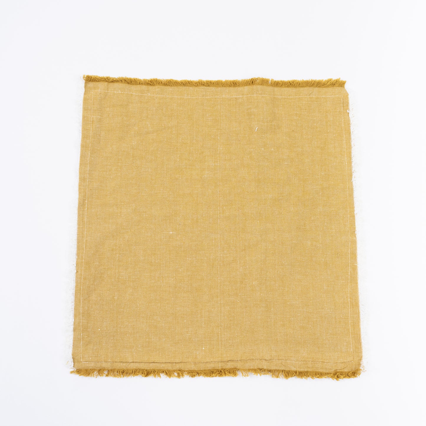 Mustard Fringe Linen Pillow 20x20